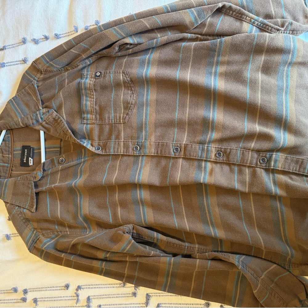 Marmot Brown and Blue striped flannel